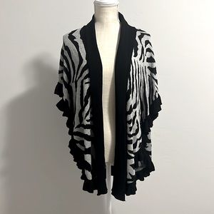 Joseph A Black and White Zebra Print Poncho